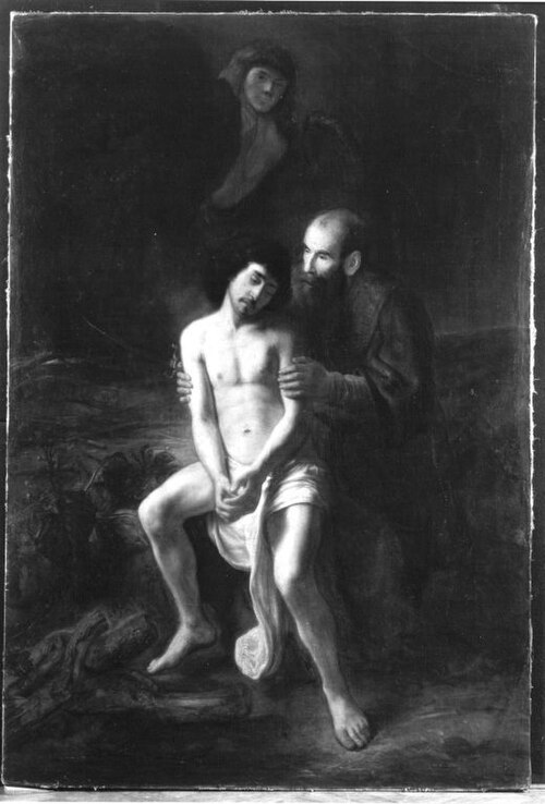Abraham im Begriff, seinen Sohn Isaak zu opfern, , Reynier van Gherwen