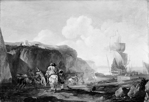 Hunting Party by a Southern Harbour, 1674, Abraham Begeyn