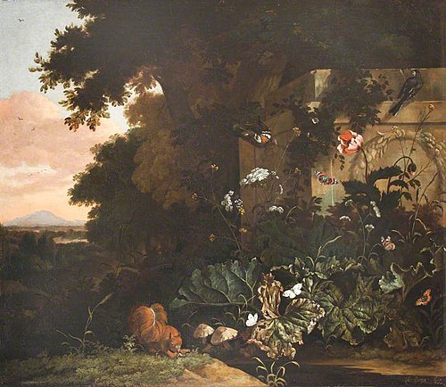Landscape with Plants, Insects and a Squirrel, 1676, Abraham Begeyn