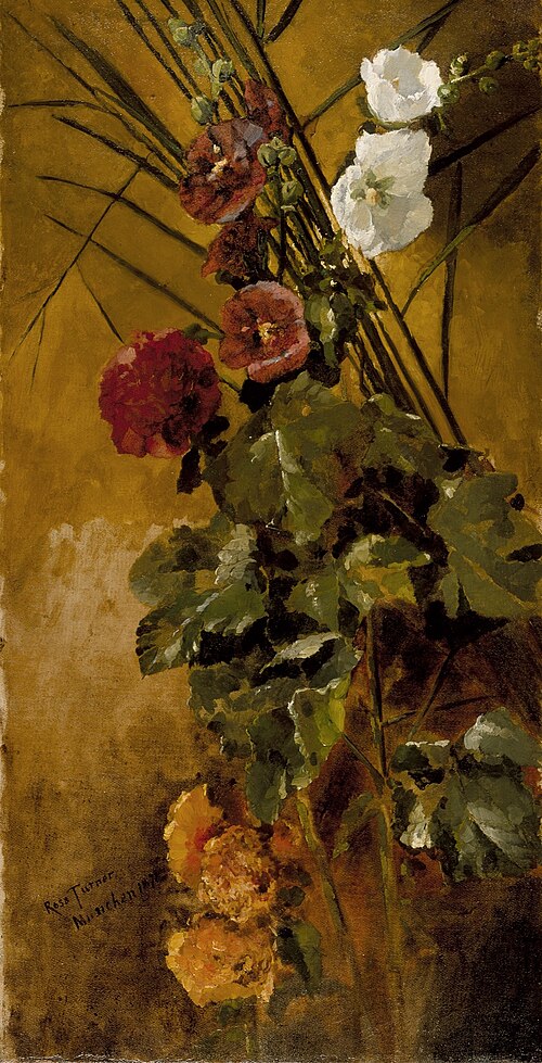 Hollyhocks, 1876, Ross Turner