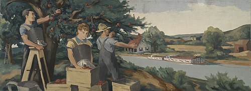 Apple Pickers (mural study, Clyde, New York Post Office), 1941, Thomas Donnelly