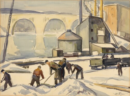 C.W.A. Worker at Key Bridge, 1933, Edgar Nye