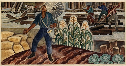 Development of the Land (Mural Study, Ladysmith, Wisconsin Post Office), 1938, Elsa Jemne