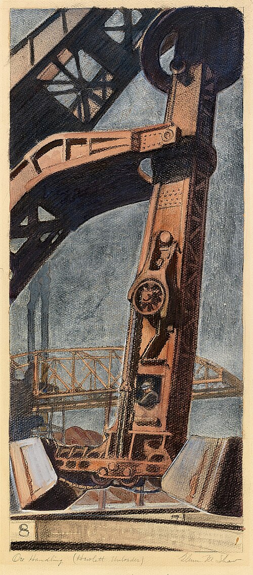 Ore Handling Machinery (mural study, Canton, Ohio Post Office), 1936, Glenn M. Shaw