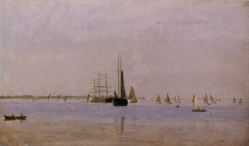 Ships and Sailboats on the Delaware, 1874, Thomas Eakins