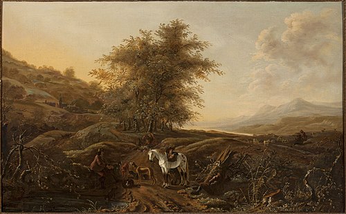 Landscape with hunters, , Dirk Stoop