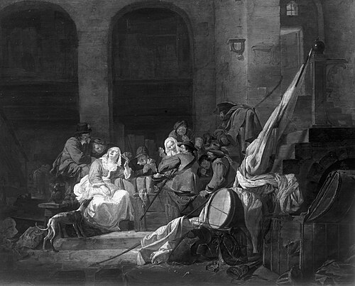 Guard room with soldiers and women, 1658, Dirk Stoop