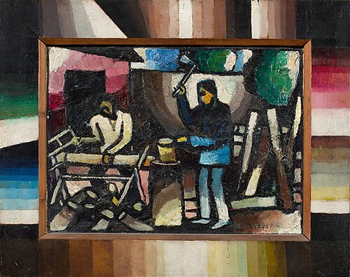 Die Holzarbeiter (Zyklus Arbeit), 1920, Arthur Segal