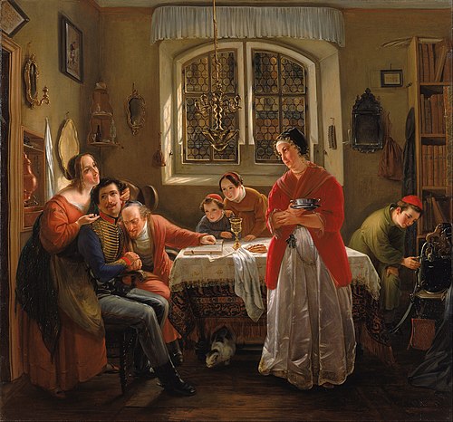 The Return of the Volunteer from the Wars of Liberation to His Family Still Living in Accordance wit, 1833, Moritz-Daniel Oppenheim