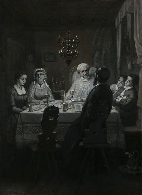 Seder (The Passover Meal) (Der Oster-Abend), 1867, Moritz-Daniel Oppenheim