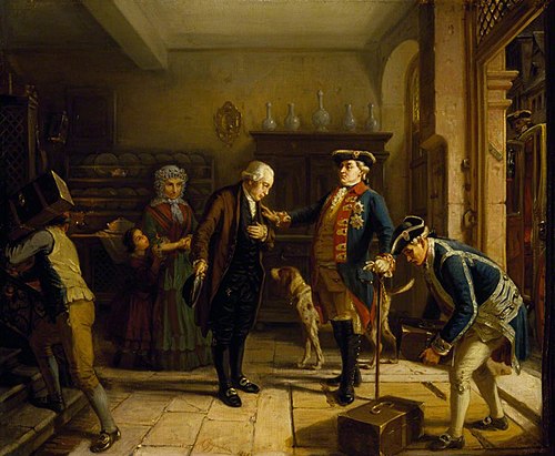 The Elector of Hesse entrusting Mayer Amschel Rothschild (1743-1812)  with his Treasure, 1851, Moritz-Daniel Oppenheim