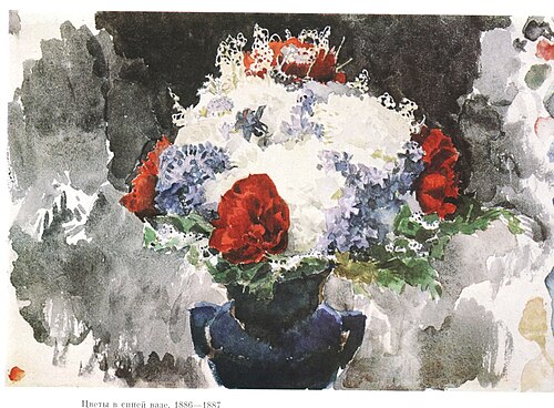 Fleurs dans un vase bleu, 1887, Mikhaïl Vroubel