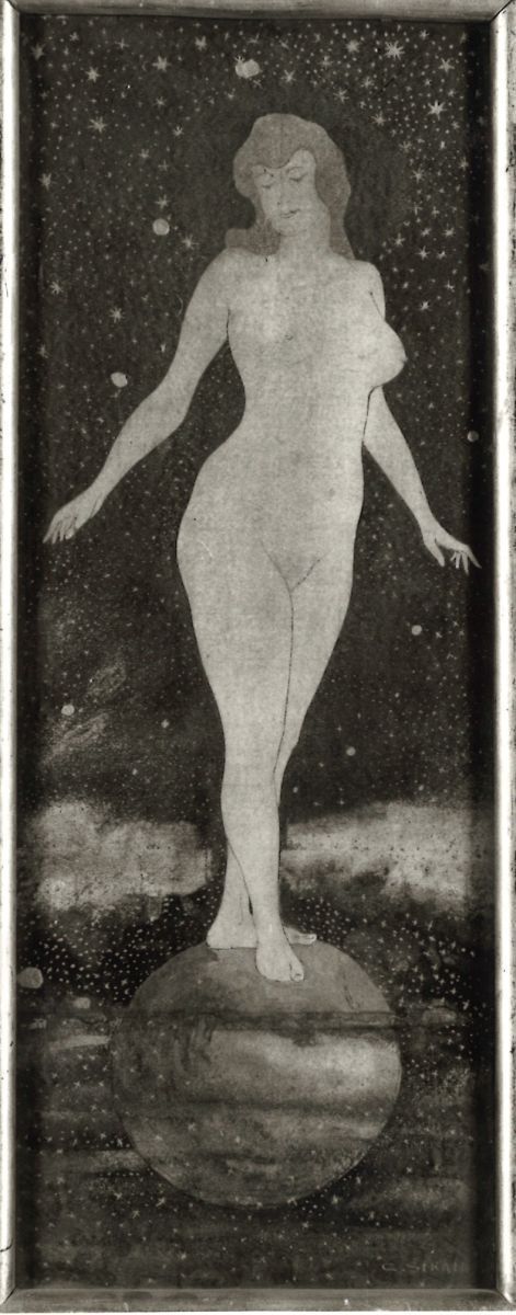 Die Nacht (Weiblicher Akt auf Kugel), 1905, Carl Strathmann