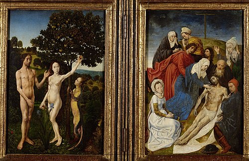 Diptychon mit Sündenfall und Erlösung (Beweinung Christi), , Hugo van der Goes