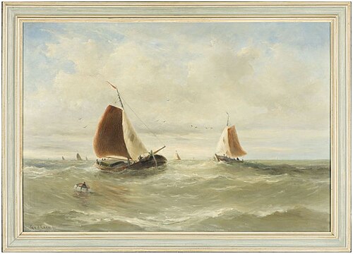 Zuiderzee gezicht met schepen, 1882, Gerard van der Laan