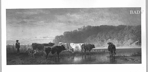 cows at a river, 1872, Friedrich Voltz