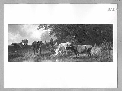 landscape with cows, 1875, Friedrich Voltz