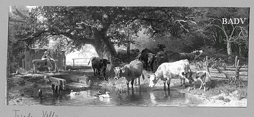 cows at a brook, 1870, Friedrich Voltz