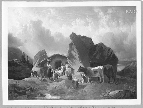the Steinleinalm at the Kampenwand, 1842, Friedrich Voltz