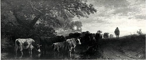 landscape with cows, 1869, Friedrich Voltz