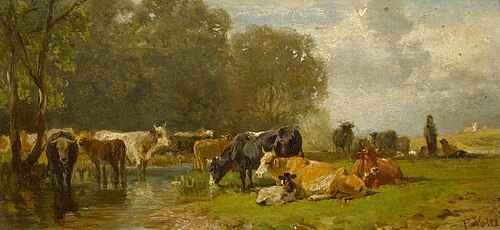 Cows in the pasture, , Friedrich Voltz