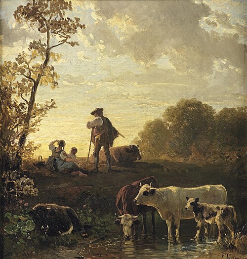 Watching the sunset, 1857, Friedrich Voltz