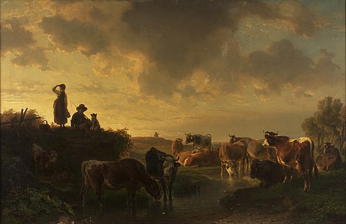 Abend auf der Viehweide, 1858, Friedrich Voltz
