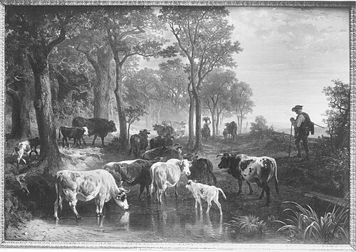 Heimkehr der Herde an einem Herbstabend, 1863, Friedrich Voltz