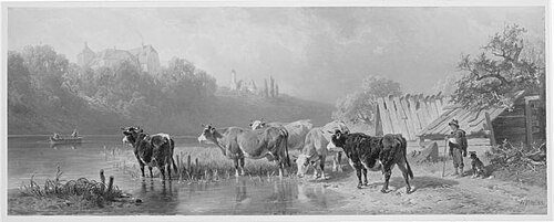 Kühe am Ufer, 1883, Friedrich Voltz