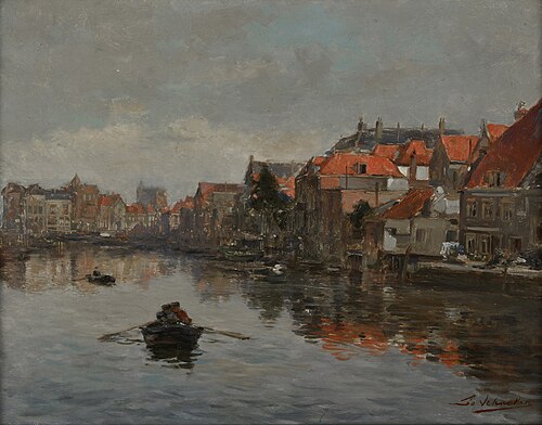 Wijnhaven te Dordrecht vanaf de Nieuwbrug, 1908, Leo Schaeken