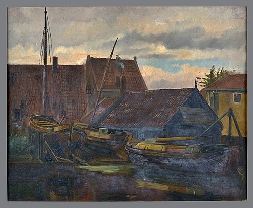 Een scheepswerf aan de Rotte achter het Zwaanshals, , Jan Bikkers