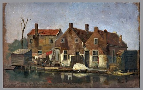 Achtergevels huizen aan de Zwaanshals, 1868, Jan Bikkers