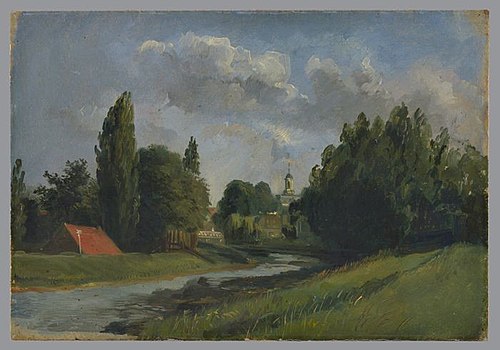 Gezicht op de Singel, vanaf de Boezembrug, 1860, Jan Bikkers
