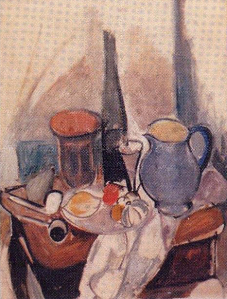 Stilleben mit Pfeifen, Krug und Flaschen, 1923, Rudolf Levy