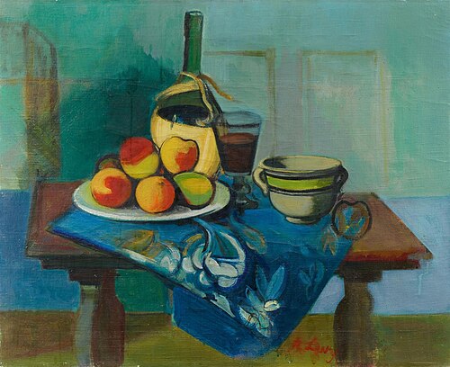 Stilleben mit Früchten und Fiasco, 1941, Rudolf Levy