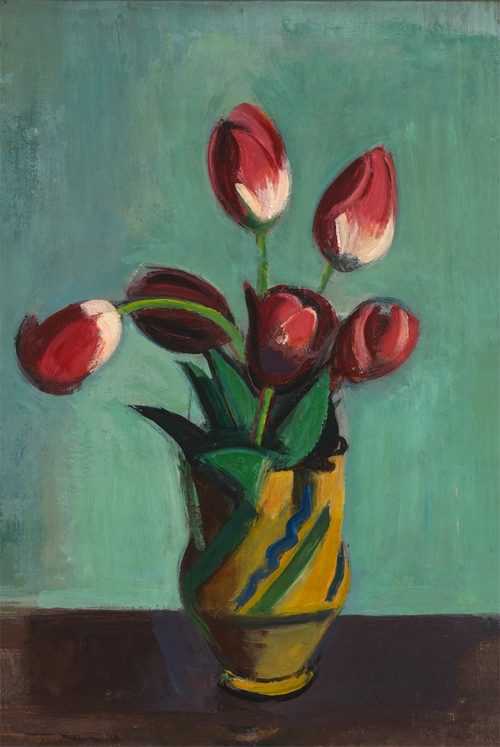 Rote Tulpen in Keramikkrug, 1942, Rudolf Levy
