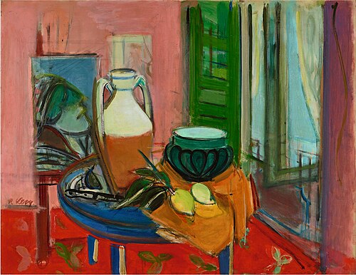 Atelierstillleben vor geöffneter Balkontür im Florentiner Palazzo Guadagni, 1943, Rudolf Levy