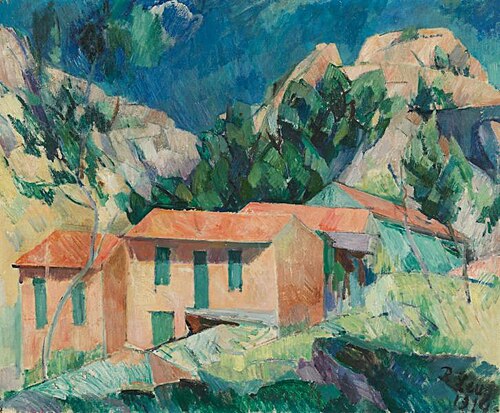 Häuser am Felsen, 1914, Rudolf Levy