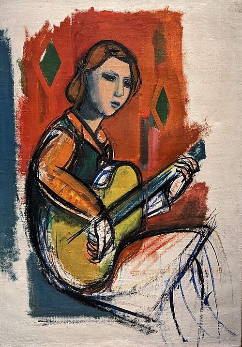 Woman Playing the Guitar, 1943, Rudolf Levy