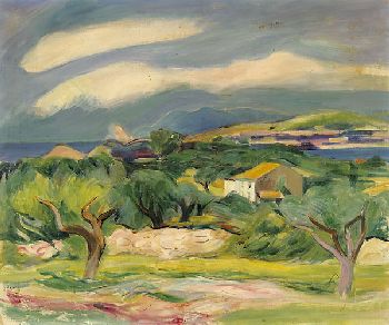 Küstenlandschaft bei Sanary, 1924, Rudolf Levy