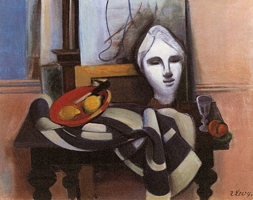 Stillleben mit Kopf, roter Schale und Messer, 1932, Rudolf Levy