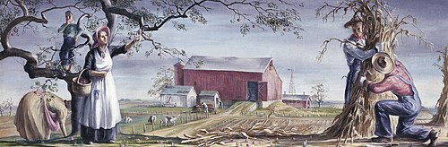Autumn in Iowa (mural study, Bloomfield, Iowa Post Office), 1940, John O. Robert Sharp