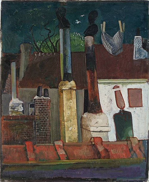 Nightly view from the workshop with dishcloth., 1940, Felix Nussbaum