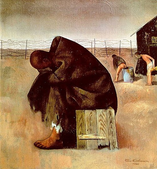 Im Lager (Gefangenenlager), 1940, Felix Nussbaum