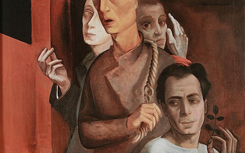 Self-Portrait in a Shroud (Group picture), 1942, Felix Nussbaum