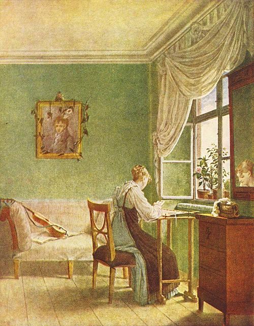 La Brodeuse, 1812, Georg Friedrich Kersting