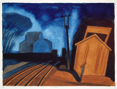 Flag Station, Elizabeth, New Jersey, 1925, Oscar Florianus Bluemner