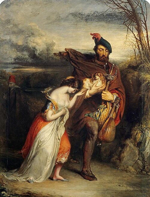 The Gow Chrom Reluctantly Conducting the Glee Maiden to a Place of Safety (from Scott's 'The Fair Ma, 1846, Robert Scott Lauder