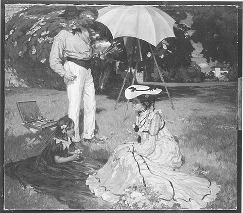 Die Familie des Künstlers im Garten, 1904, Robert Weise