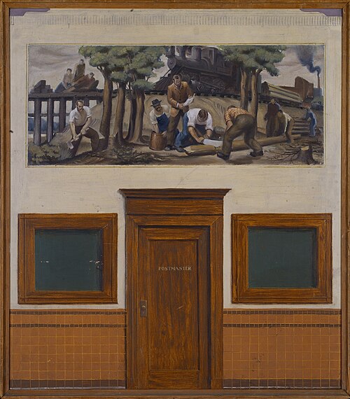 Clearing the Right of Way (mural study, Garrett, Indiana Post Office), 1938, Joe H. Cox